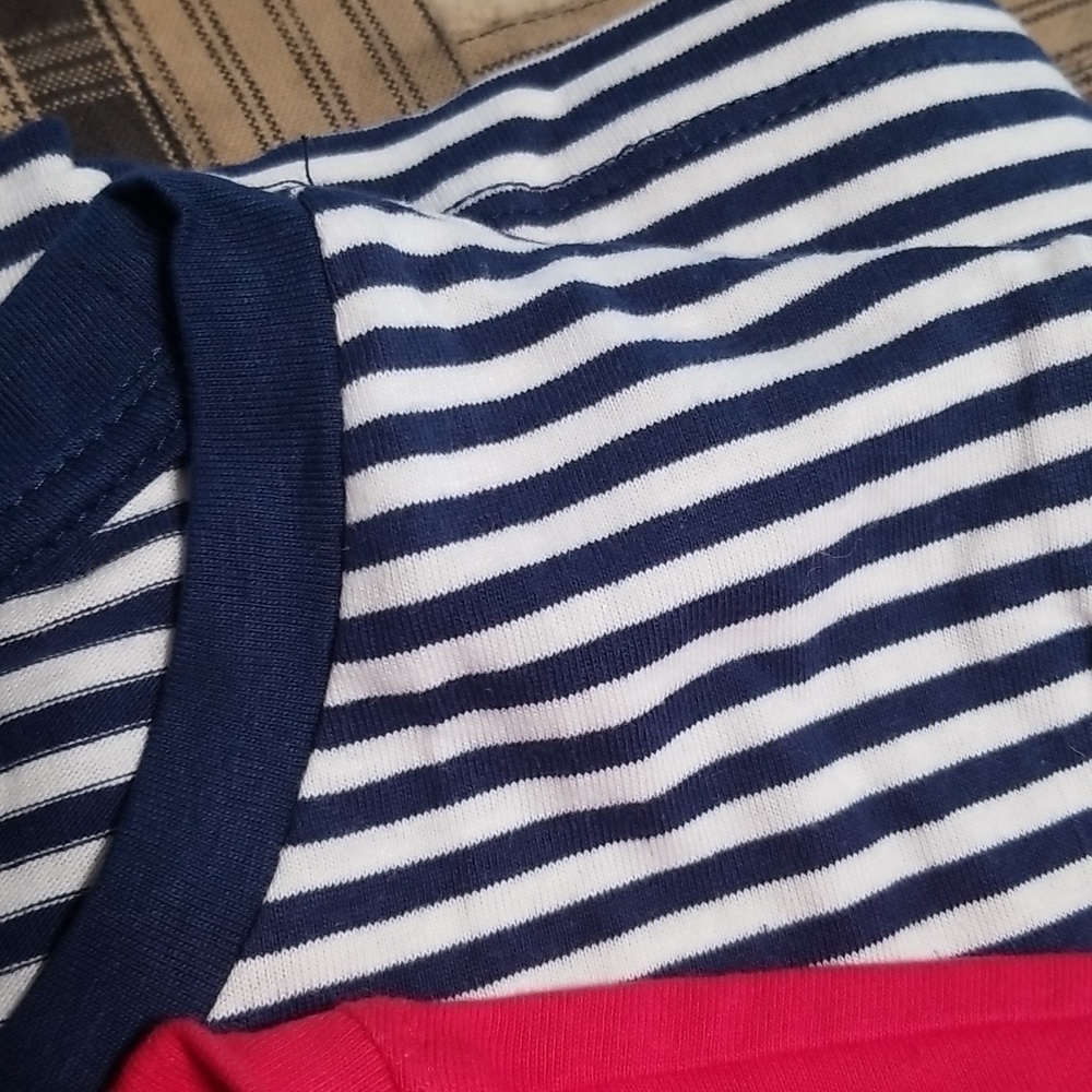2 Pack New With Tags Ella Moss Perfect Tee Red and Navy Stripes on White Size XL - Picture 4 of 5